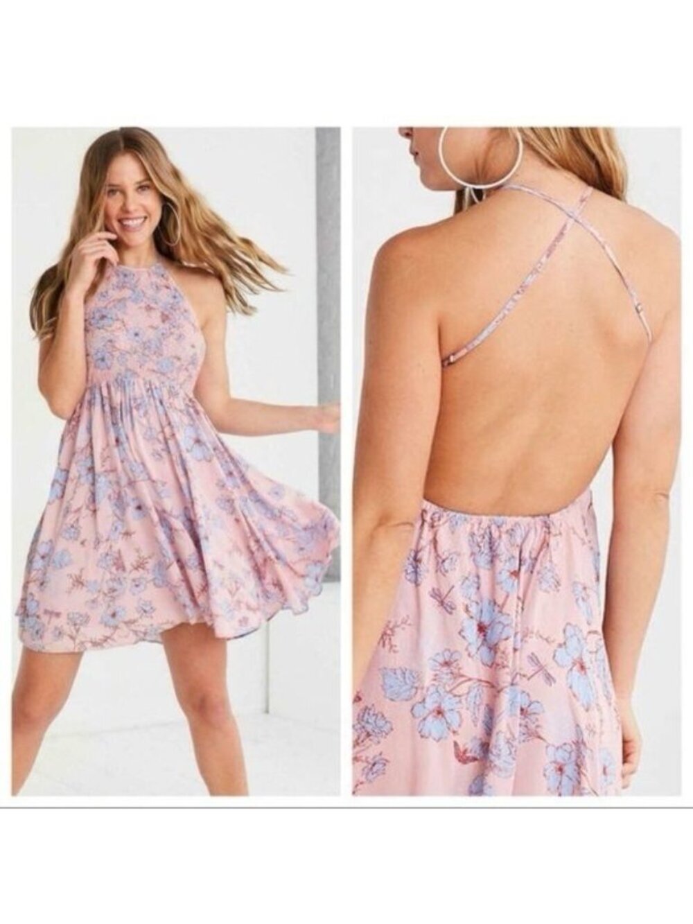Kimchi Blue sold at Urban Outfitters Verlina Pink and Blue Backless Dress Sz M